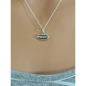 Sterling Silver 3D Oxidized Hot Dog Charm Necklace